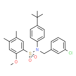 ChemSpider 2D Image | N-(3-Chlorobenzyl)-2-methoxy-4,5-dimethyl-N-[4-(2-methyl-2-propanyl)phenyl]benzenesulfonamide | C26H30ClNO3S