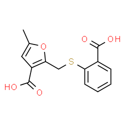 ChemSpider 2D Image | 2-{[(2-Carboxyphenyl)sulfanyl]methyl}-5-methyl-3-furoic acid | C14H12O5S