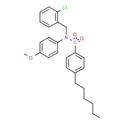 ChemSpider 2D Image | N-(2-Chlorobenzyl)-4-hexyl-N-(4-methoxyphenyl)benzenesulfonamide | C26H30ClNO3S