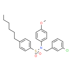 ChemSpider 2D Image | N-(3-Chlorobenzyl)-4-hexyl-N-(4-methoxyphenyl)benzenesulfonamide | C26H30ClNO3S
