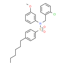 ChemSpider 2D Image | N-(2-Chlorobenzyl)-4-hexyl-N-(3-methoxyphenyl)benzenesulfonamide | C26H30ClNO3S