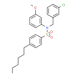 ChemSpider 2D Image | N-(3-Chlorobenzyl)-4-hexyl-N-(3-methoxyphenyl)benzenesulfonamide | C26H30ClNO3S