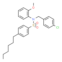 ChemSpider 2D Image | N-(4-Chlorobenzyl)-4-hexyl-N-(2-methoxyphenyl)benzenesulfonamide | C26H30ClNO3S
