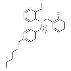ChemSpider 2D Image | N-(2-Chlorobenzyl)-4-hexyl-N-(2-methoxyphenyl)benzenesulfonamide | C26H30ClNO3S