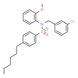 ChemSpider 2D Image | N-(3-Chlorobenzyl)-4-hexyl-N-(2-methoxyphenyl)benzenesulfonamide | C26H30ClNO3S