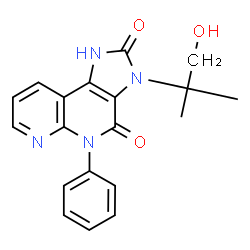 ChemSpider 2D Image | 3-(1-Hydroxy-2-methyl-2-propanyl)-5-phenyl-3,5-dihydro-1H-imidazo[4,5-c][1,8]naphthyridine-2,4-dione | C19H18N4O3
