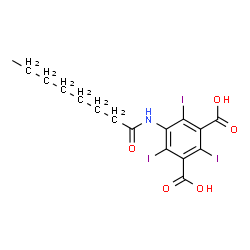 ChemSpider 2D Image | 2,4,6-Triiodo-5-(octanoylamino)isophthalic acid | C16H18I3NO5
