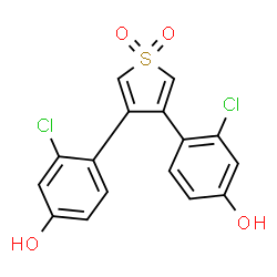 ChemSpider 2D Image | 4,4'-(1,1-Dioxido-3,4-thienediyl)bis(3-chlorophenol) | C16H10Cl2O4S