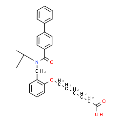 ChemSpider 2D Image | 6-(2-{[(4-Biphenylylcarbonyl)(isopropyl)amino]methyl}phenoxy)hexanoic acid | C29H33NO4