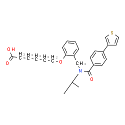 ChemSpider 2D Image | 6-[2-({Isopropyl[4-(3-thienyl)benzoyl]amino}methyl)phenoxy]hexanoic acid | C27H31NO4S