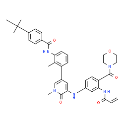 ChemSpider 2D Image | N-[3-(5-{[3-(Acryloylamino)-4-(4-morpholinylcarbonyl)phenyl]amino}-1-methyl-6-oxo-1,6-dihydro-3-pyridinyl)-2-methylphenyl]-4-(2-methyl-2-propanyl)benzamide | C38H41N5O5