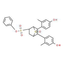 ChemSpider 2D Image | Phenyl (1S,2S,4S,7S)-5,6-bis(4-hydroxy-2-methylphenyl)-7-thiabicyclo[2.2.1]hept-5-ene-2-sulfonate 7-oxide | C26H24O6S2