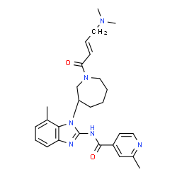 ChemSpider 2D Image | N-(1-{(3R)-1-[(2E)-4-(Dimethylamino)-2-butenoyl]-3-azepanyl}-7-methyl-1H-benzimidazol-2-yl)-2-methylisonicotinamide | C27H34N6O2
