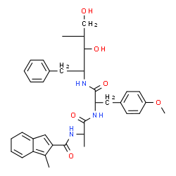 ChemSpider 2D Image | 1,2,4-Trideoxy-4-methyl-2-({N-[(1-methyl-5H-inden-2-yl)carbonyl]-L-alanyl-O-methyl-L-tyrosyl}amino)-1-phenyl-D-xylitol | C36H43N3O6