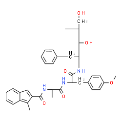 ChemSpider 2D Image | 1,2,4-Trideoxy-4-methyl-2-({N-[(1-methyl-5H-inden-2-yl)carbonyl]-D-alanyl-O-methyl-L-tyrosyl}amino)-1-phenyl-D-xylitol | C36H43N3O6