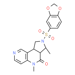 ChemSpider 2D Image | (3S,3aS,9bS)-2-(1,3-Benzodioxol-5-ylsulfonyl)-3,5-dimethyl-1,2,3,3a,5,9b-hexahydro-4H-pyrrolo[3,4-c][1,6]naphthyridin-4-one | C19H19N3O5S