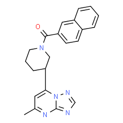 ChemSpider 2D Image | [(3S)-3-(5-Methyl[1,2,4]triazolo[1,5-a]pyrimidin-7-yl)-1-piperidinyl](2-naphthyl)methanone | C22H21N5O