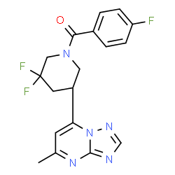 ChemSpider 2D Image | [(5S)-3,3-Difluoro-5-(5-methyl[1,2,4]triazolo[1,5-a]pyrimidin-7-yl)-1-piperidinyl](4-fluorophenyl)methanone | C18H16F3N5O