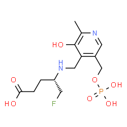 ChemSpider 2D Image | (4S)-5-Fluoro-4-[({3-hydroxy-2-methyl-5-[(phosphonooxy)methyl]-4-pyridinyl}methyl)amino]pentanoic acid | C13H20FN2O7P