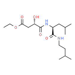 ChemSpider 2D Image | Ethyl (3S)-3-hydroxy-4-({(2S)-4-methyl-1-[(3-methylbutyl)amino]-1-oxo-2-pentanyl}amino)-4-oxobutanoate | C17H32N2O5