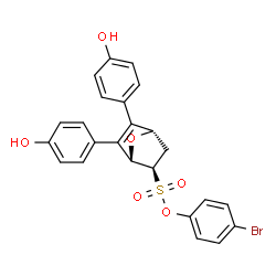 ChemSpider 2D Image | 4-Bromophenyl (1S,2R,4S)-5,6-bis(4-hydroxyphenyl)-7-oxabicyclo[2.2.1]hept-5-ene-2-sulfonate | C24H19BrO6S