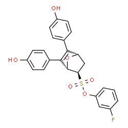 ChemSpider 2D Image | 3-Fluorophenyl (1S,2R,4S)-5,6-bis(4-hydroxyphenyl)-7-oxabicyclo[2.2.1]hept-5-ene-2-sulfonate | C24H19FO6S