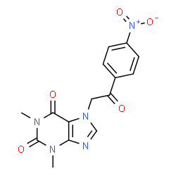 ChemSpider 2D Image | 1,3-Dimethyl-7-[2-(4-nitro-phenyl)-2-oxo-ethyl]-3,7-dihydro-purine-2,6-dione | C15H13N5O5