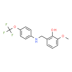 ChemSpider 2D Image | 2-Methoxy-6-({[4-(trifluoromethoxy)phenyl]amino}methyl)phenol | C15H14F3NO3