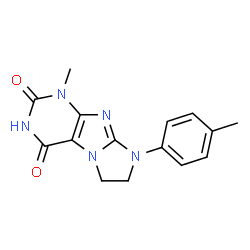 ChemSpider 2D Image | 1-Methyl-8-(4-methylphenyl)-7,8-dihydro-1H-imidazo[2,1-f]purine-2,4(3H,6H)-dione | C15H15N5O2