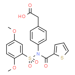 ChemSpider 2D Image | (4-{[(2,5-Dimethoxyphenyl)sulfonyl](2-thienylcarbonyl)amino}phenyl)acetic acid | C21H19NO7S2