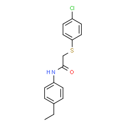 ChemSpider 2D Image | 2-[(4-Chlorophenyl)sulfanyl]-N-(4-ethylphenyl)acetamide | C16H16ClNOS
