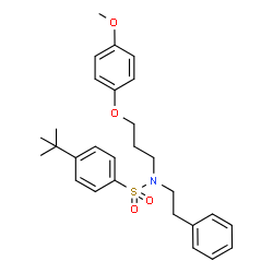 ChemSpider 2D Image | N-[3-(4-Methoxyphenoxy)propyl]-4-(2-methyl-2-propanyl)-N-(2-phenylethyl)benzenesulfonamide | C28H35NO4S