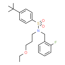 ChemSpider 2D Image | N-(3-Ethoxypropyl)-N-(2-fluorobenzyl)-4-(2-methyl-2-propanyl)benzenesulfonamide | C22H30FNO3S