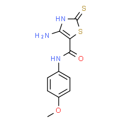 ChemSpider 2D Image | 4-Amino-N-(4-methoxyphenyl)-2-thioxo-2,3-dihydro-1,3-thiazole-5-carboxamide | C11H11N3O2S2