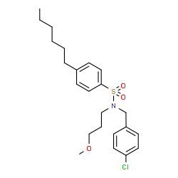 ChemSpider 2D Image | N-(4-Chlorobenzyl)-4-hexyl-N-(3-methoxypropyl)benzenesulfonamide | C23H32ClNO3S