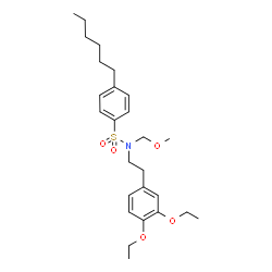 ChemSpider 2D Image | N-[2-(3,4-Diethoxyphenyl)ethyl]-4-hexyl-N-(methoxymethyl)benzenesulfonamide | C26H39NO5S