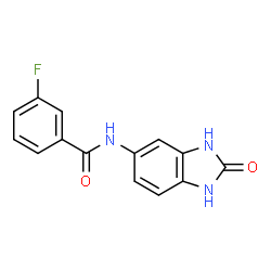 ChemSpider 2D Image | 3-Fluoro-N-(2-oxo-2,3-dihydro-1H-benzimidazol-5-yl)benzamide | C14H10FN3O2