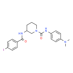 ChemSpider 2D Image | N-[4-(Dimethylamino)phenyl]-3-[(4-iodobenzoyl)amino]-1-piperidinecarboxamide | C21H25IN4O2