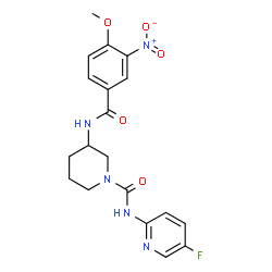 ChemSpider 2D Image | N-(5-Fluoro-2-pyridinyl)-3-[(4-methoxy-3-nitrobenzoyl)amino]-1-piperidinecarboxamide | C19H20FN5O5