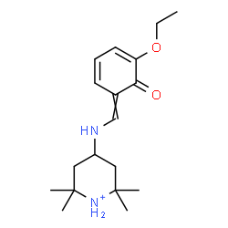 ChemSpider 2D Image | 4-{[(5-Ethoxy-6-oxo-2,4-cyclohexadien-1-ylidene)methyl]amino}-2,2,6,6-tetramethylpiperidinium | C18H29N2O2