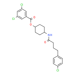 ChemSpider 2D Image | 4-{[4-(4-Chlorophenyl)butanoyl]amino}cyclohexyl 3,5-dichlorobenzoate | C23H24Cl3NO3