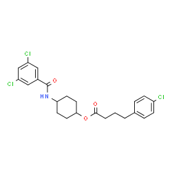 ChemSpider 2D Image | 4-[(3,5-Dichlorobenzoyl)amino]cyclohexyl 4-(4-chlorophenyl)butanoate | C23H24Cl3NO3
