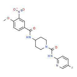 ChemSpider 2D Image | N-(5-Fluoro-2-pyridinyl)-4-[(4-methoxy-3-nitrobenzoyl)amino]-1-piperidinecarboxamide | C19H20FN5O5