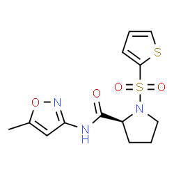 ChemSpider 2D Image | N-(5-Methyl-1,2-oxazol-3-yl)-1-(2-thienylsulfonyl)-L-prolinamide | C13H15N3O4S2