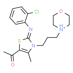 ChemSpider 2D Image | 4-{3-[(2Z)-5-Acetyl-2-[(2-chlorophenyl)imino]-4-methyl-1,3-thiazol-3(2H)-yl]propyl}morpholin-4-ium | C19H25ClN3O2S