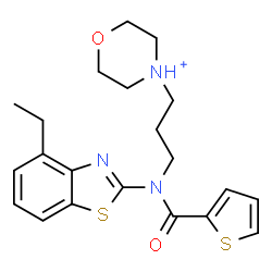 ChemSpider 2D Image | 4-{3-[(4-Ethyl-1,3-benzothiazol-2-yl)(2-thienylcarbonyl)amino]propyl}morpholin-4-ium | C21H26N3O2S2