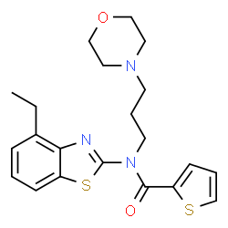 ChemSpider 2D Image | N-(4-Ethyl-1,3-benzothiazol-2-yl)-N-[3-(4-morpholinyl)propyl]-2-thiophenecarboxamide | C21H25N3O2S2