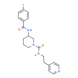 ChemSpider 2D Image | 3-[(4-Iodobenzoyl)amino]-N-methyl-N-[2-(4-pyridinyl)ethyl]-1-piperidinecarboxamide | C21H25IN4O2