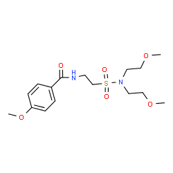 ChemSpider 2D Image | N-{2-[Bis(2-methoxyethyl)sulfamoyl]ethyl}-4-methoxybenzamide | C16H26N2O6S
