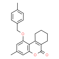 ChemSpider 2D Image | 3-Methyl-1-[(4-methylbenzyl)oxy]-7,8,9,10-tetrahydro-6H-benzo[c]chromen-6-one | C22H22O3